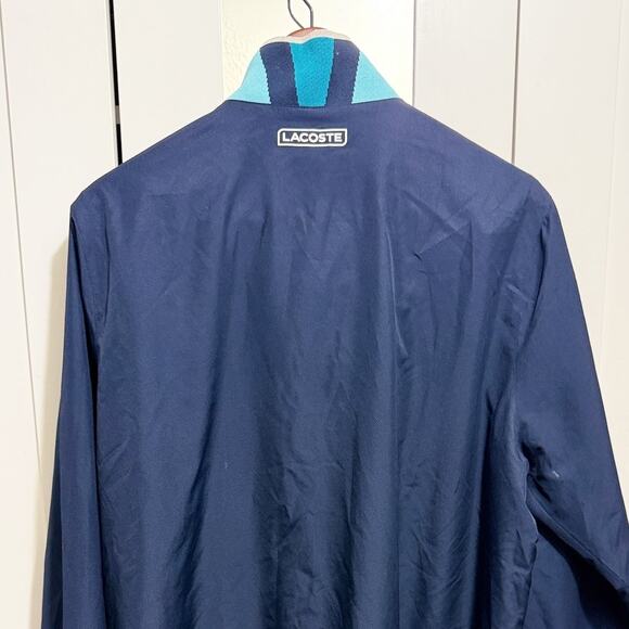 Lacoste Sport Dark Blue Full Zip Track Jacket Men's XL Multicolor Collar - Picture 9 of 15